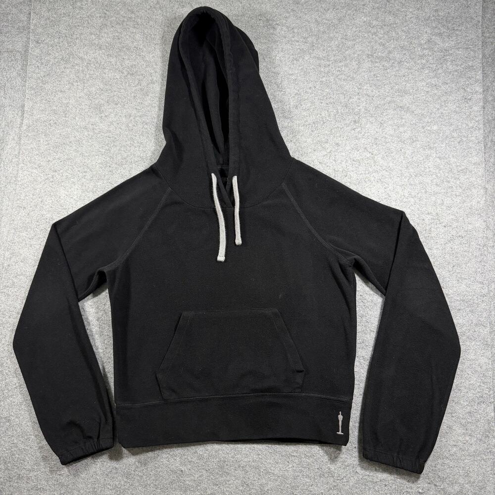 James Perse Yosemite Hoodie Womens 2 Black Cropped Fleece Lounge Breathable